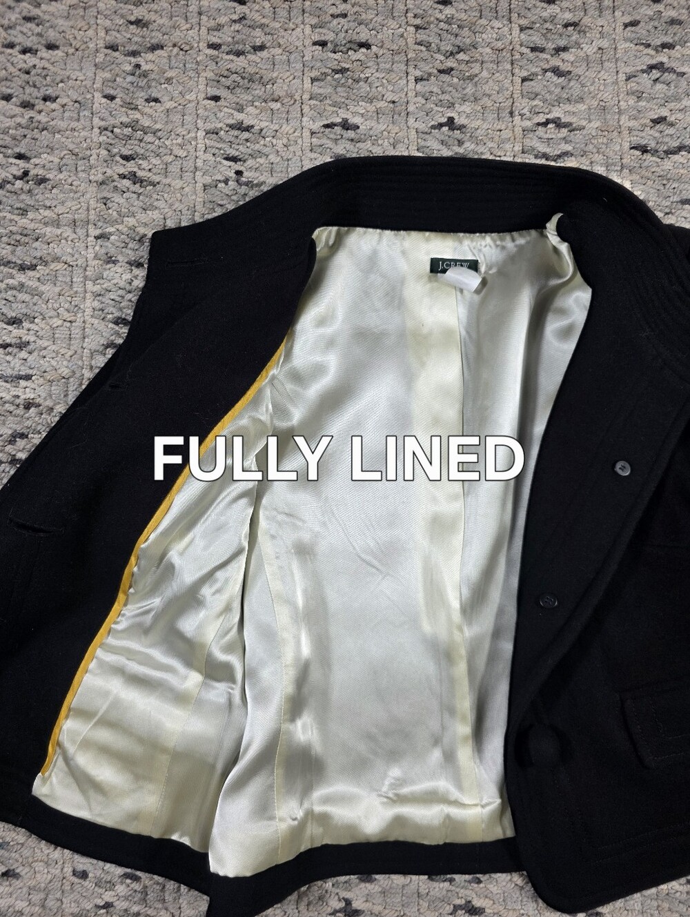 J.Crew 100% Wool Black Cropped Jacket Size 8 Quiet Luxury Old Money Classic Lux - Picture 15 of 16